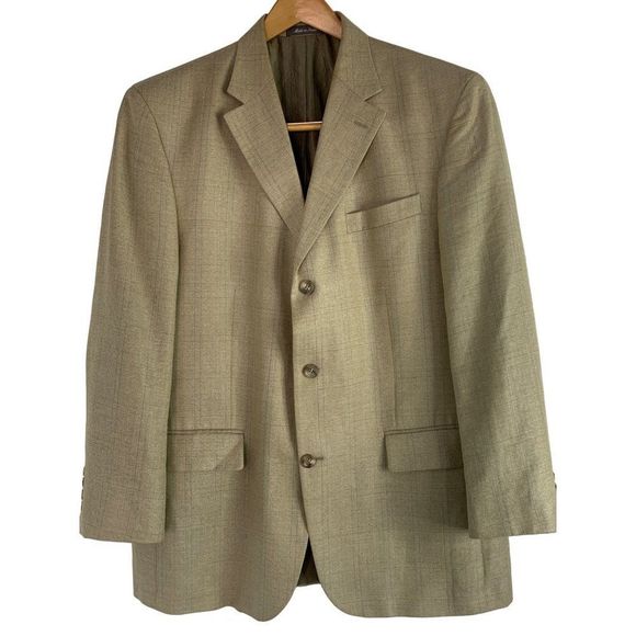 Oscar De La Renta Sport Coat 42R Silk Linen Wool 3 Button EUC 6343 Ventless - Picture 3 of 9